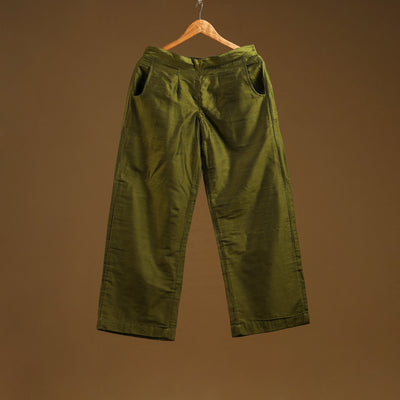 Green - slub silk plain palazzo 06 - handcrafted