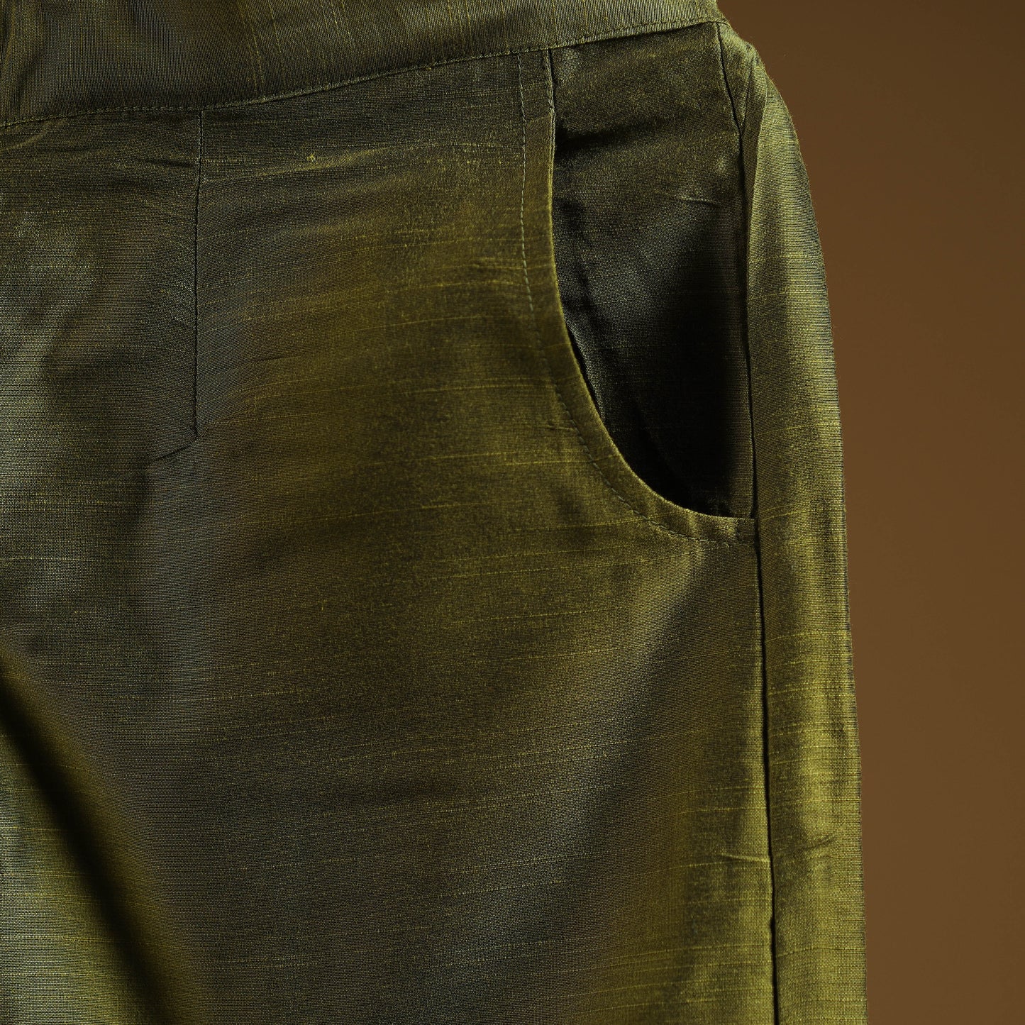 Green - slub silk plain palazzo 06 - handcrafted