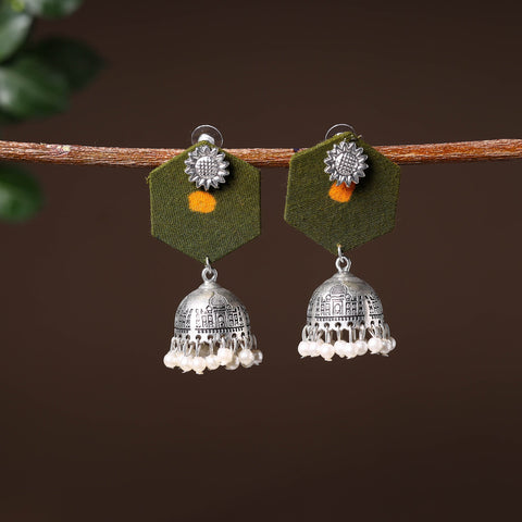 Green - sneha handcrafted gs fabart earrings