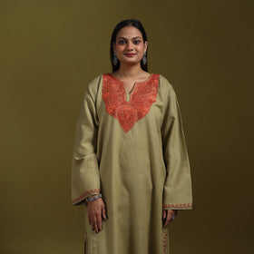 Sozni hand embroidered kashmiri merino wool pheran 56