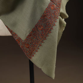 Green - sozni hand embroidery merino wool handwoven