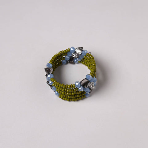 Green - spiral handmade beaded bracelet 199 - handcrafted