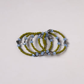 Green - spiral handmade beaded bracelet 199 - handcrafted