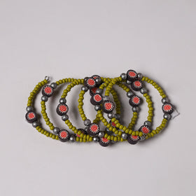 Green - spiral handmade beaded bracelet 213 - handcrafted