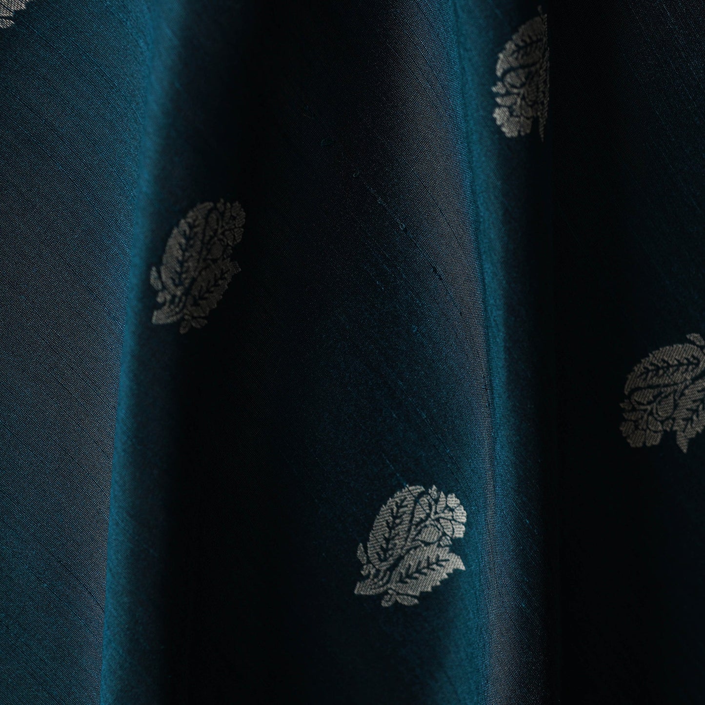 Green - spun dupion viscose silk thread buta fabric 05