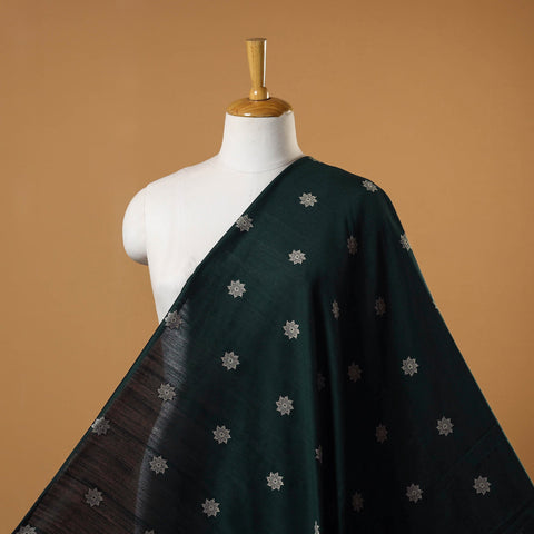 Green - spun dupion viscose silk thread buta fabric 22