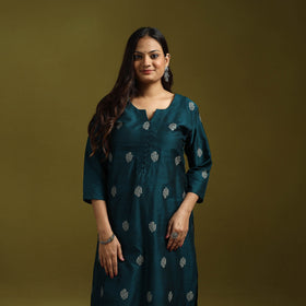 Spun dupion viscose silk thread buti 2pc kurta set