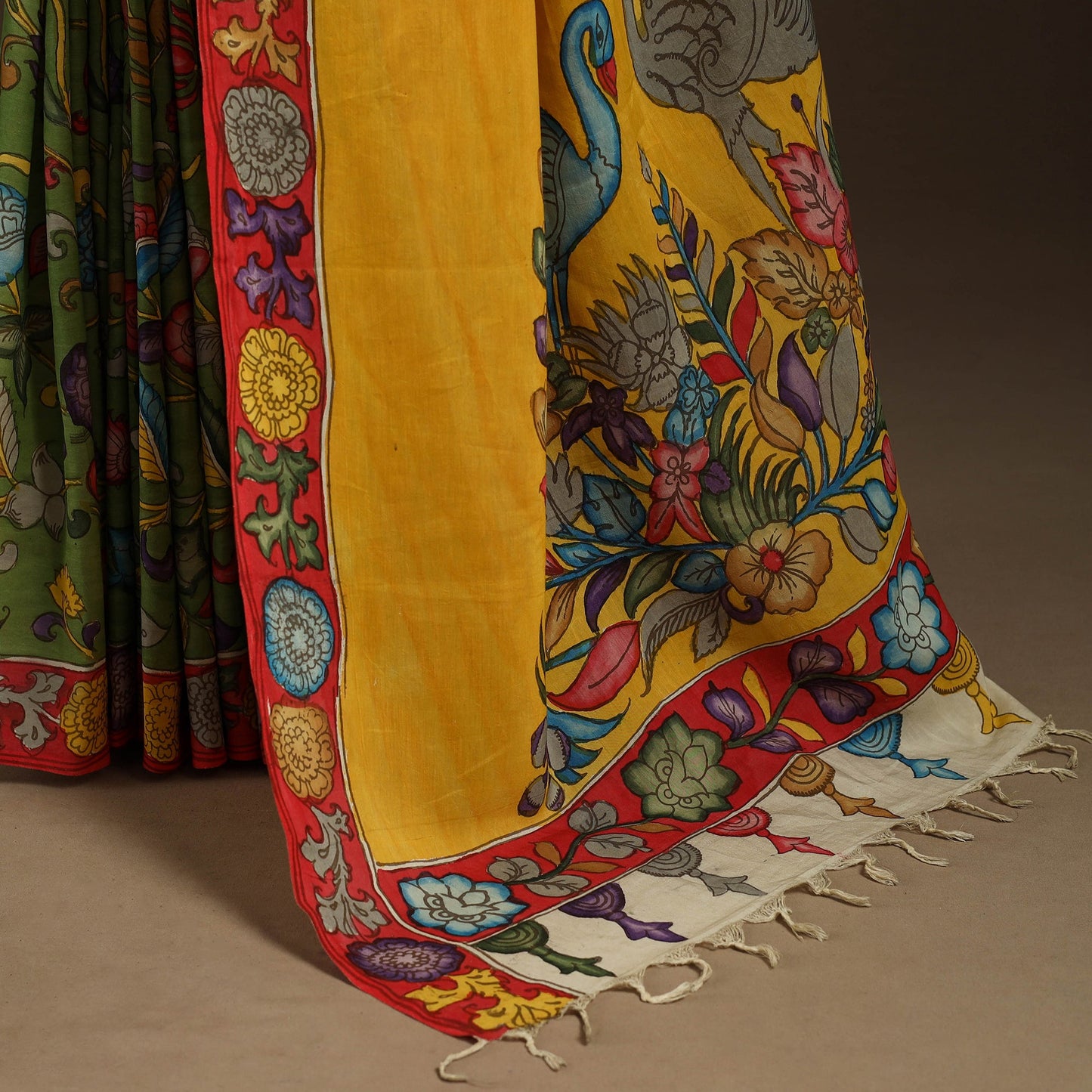 Green - srikalahasti handloom cotton handpainted pen