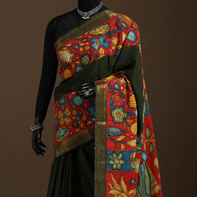 Green - srikalahasti handloom cotton handpainted pen