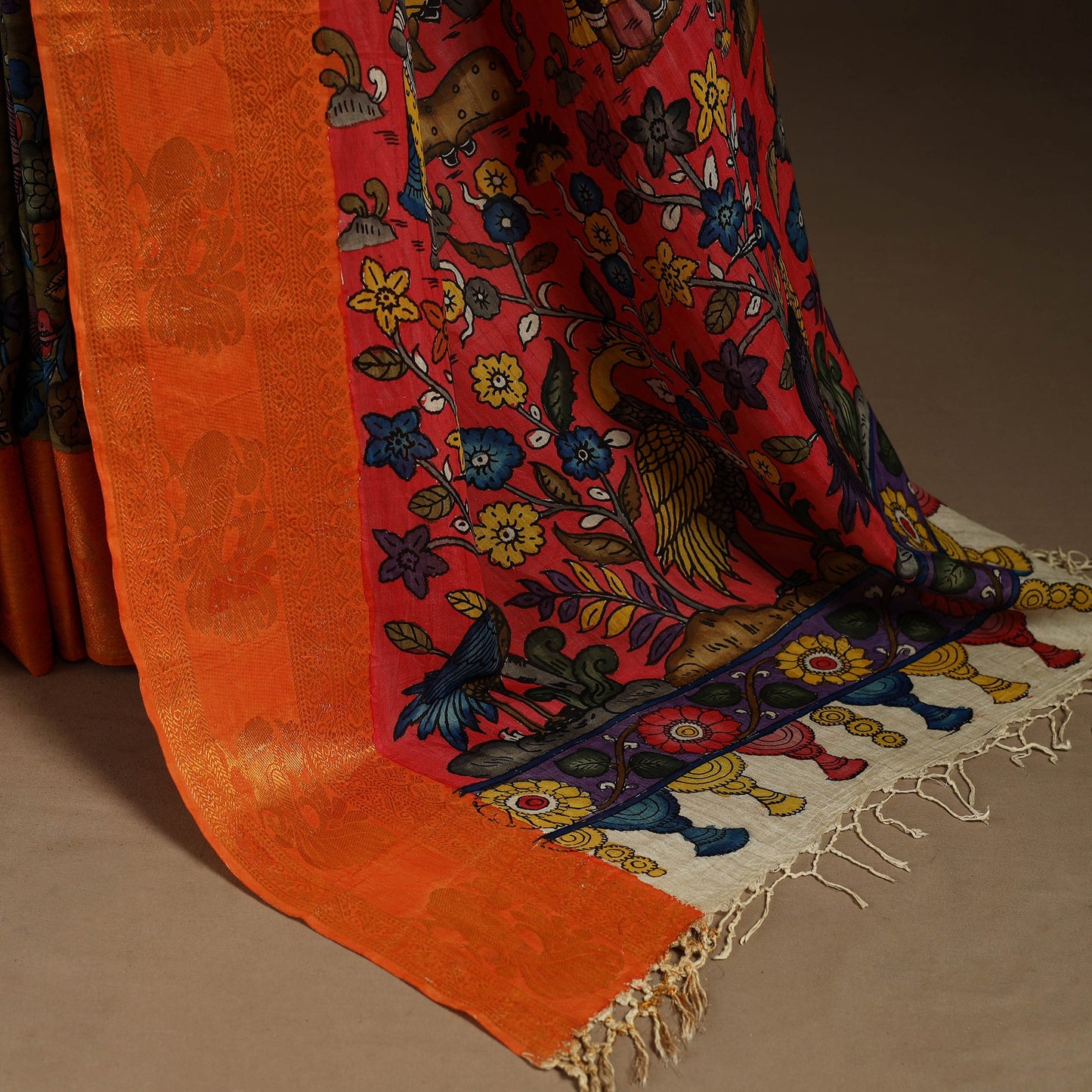 Green - srikalahasti handloom cotton handpainted pen