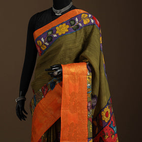 Green - srikalahasti handloom cotton handpainted pen