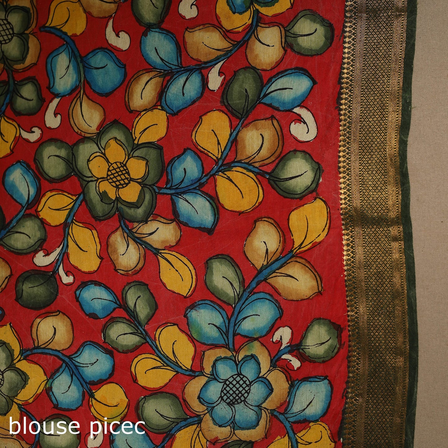 Green - srikalahasti handloom cotton handpainted pen