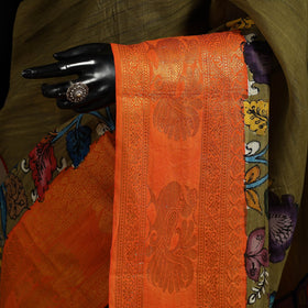 Green - srikalahasti handloom cotton handpainted pen