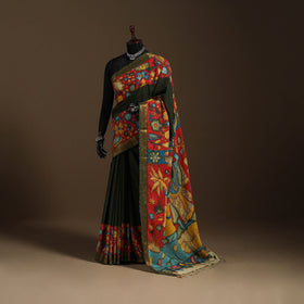 Green - srikalahasti handloom cotton handpainted pen