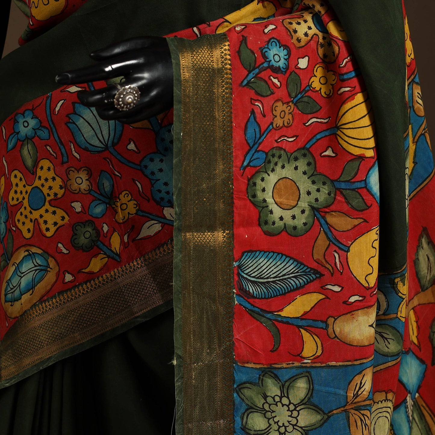 Green - srikalahasti handloom cotton handpainted pen