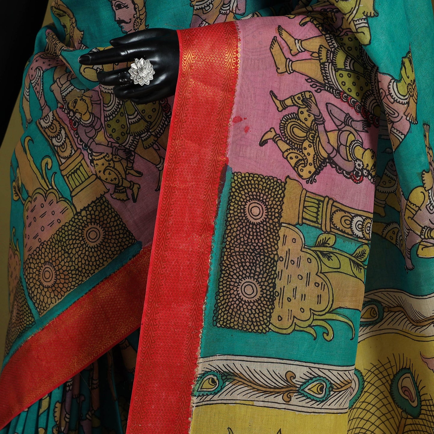 Green - srikalahasti handpainted natural dyed bangalore