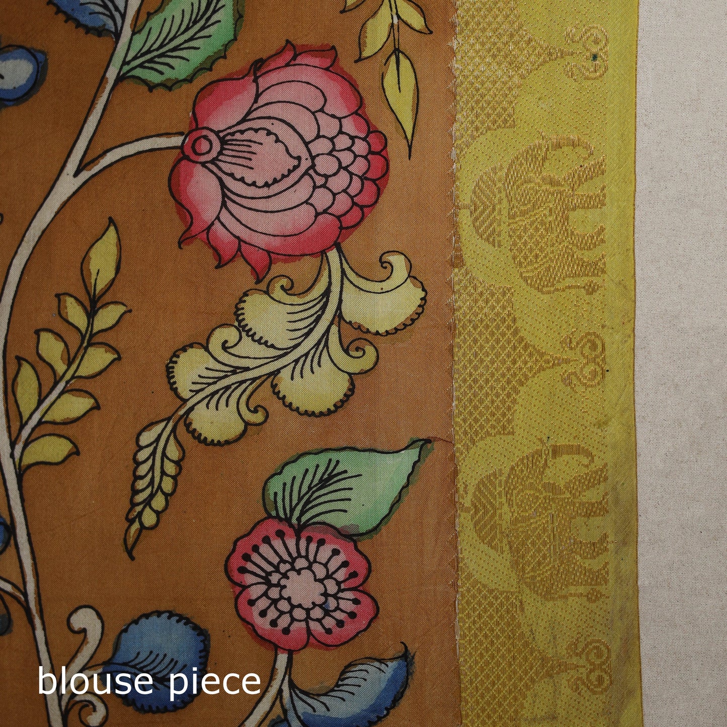 Srikalahasti handpainted natural dyed bangalore silk zari