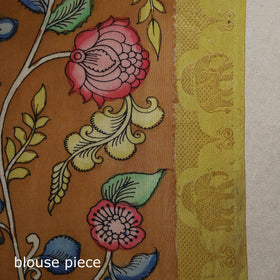 Srikalahasti handpainted natural dyed bangalore silk zari