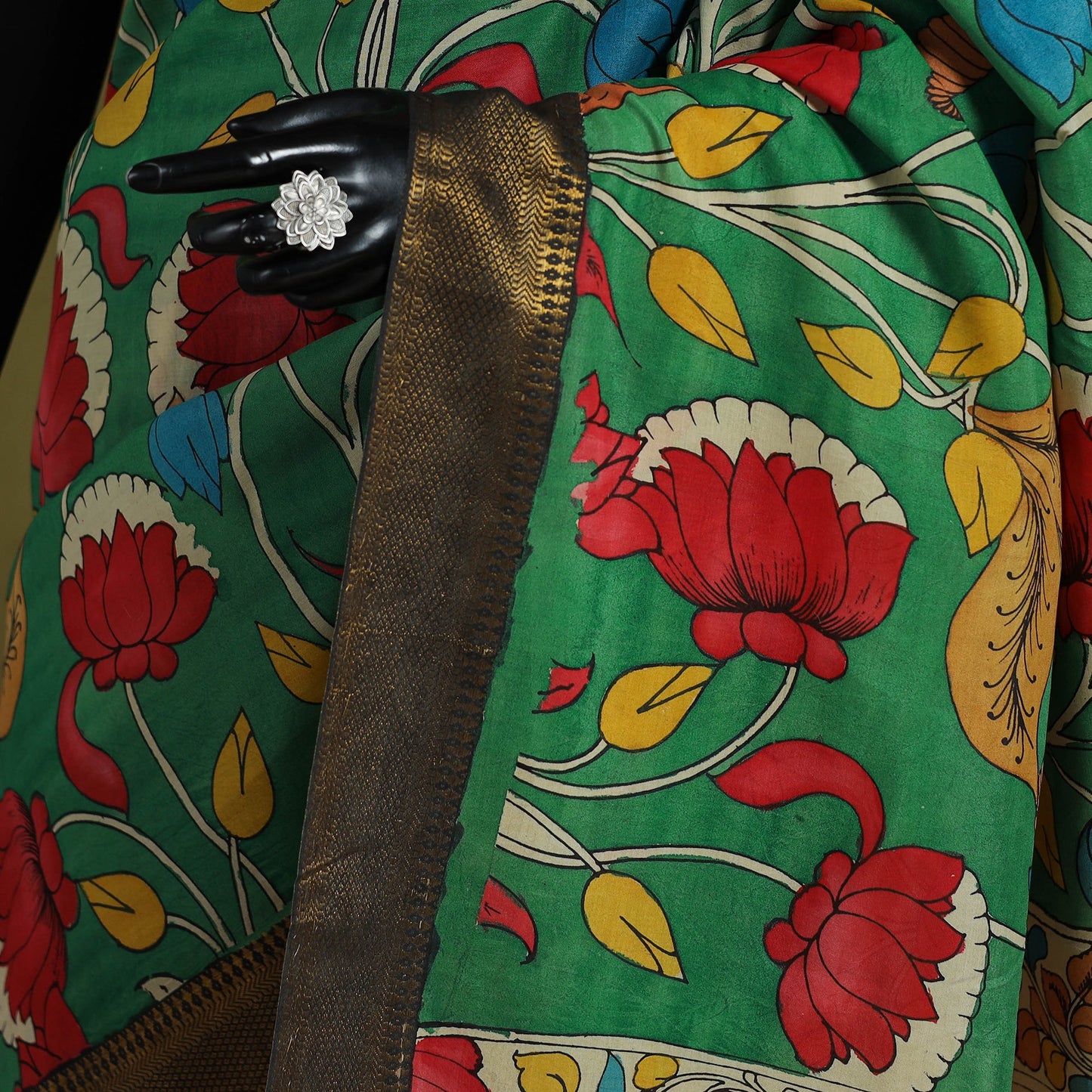 Green - srikalahasti handpainted natural dyed bangalore