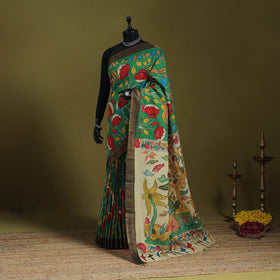 Green - srikalahasti handpainted natural dyed bangalore