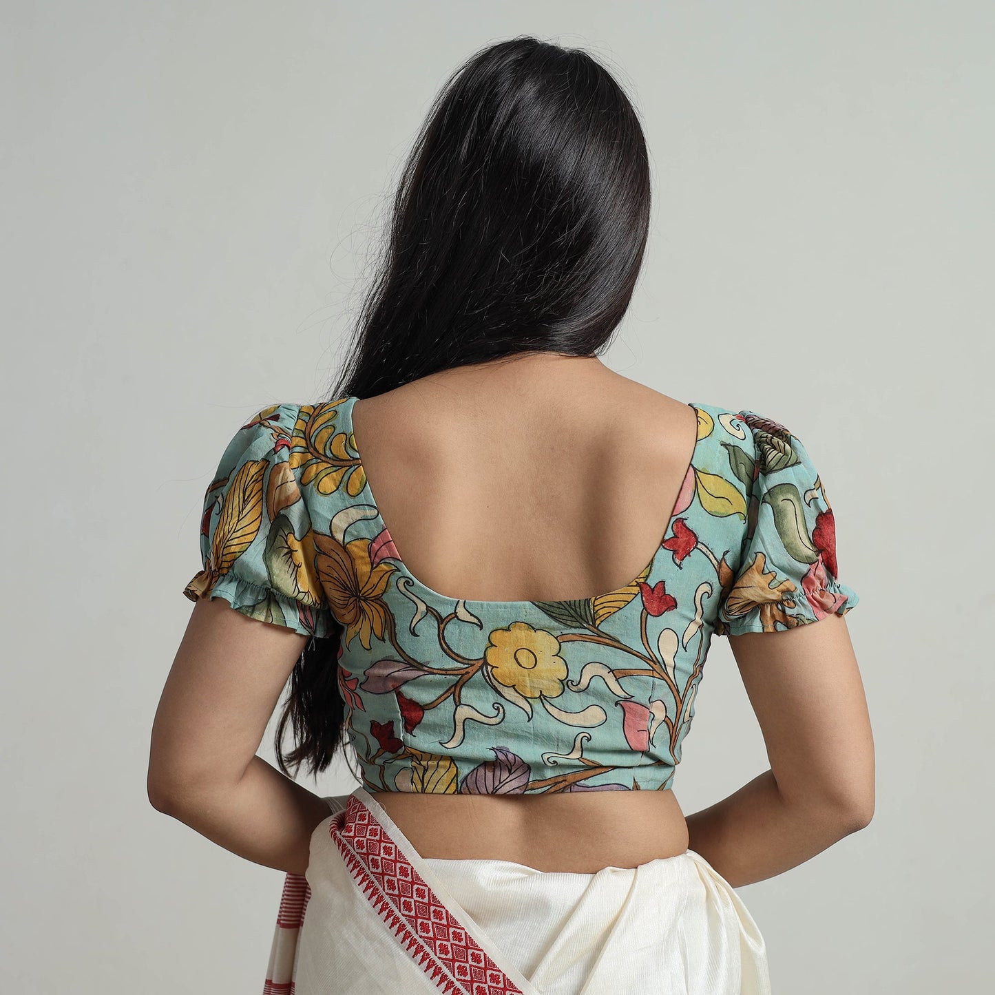 Green - srikalahasti handpainted penwork kalamkari chanderi