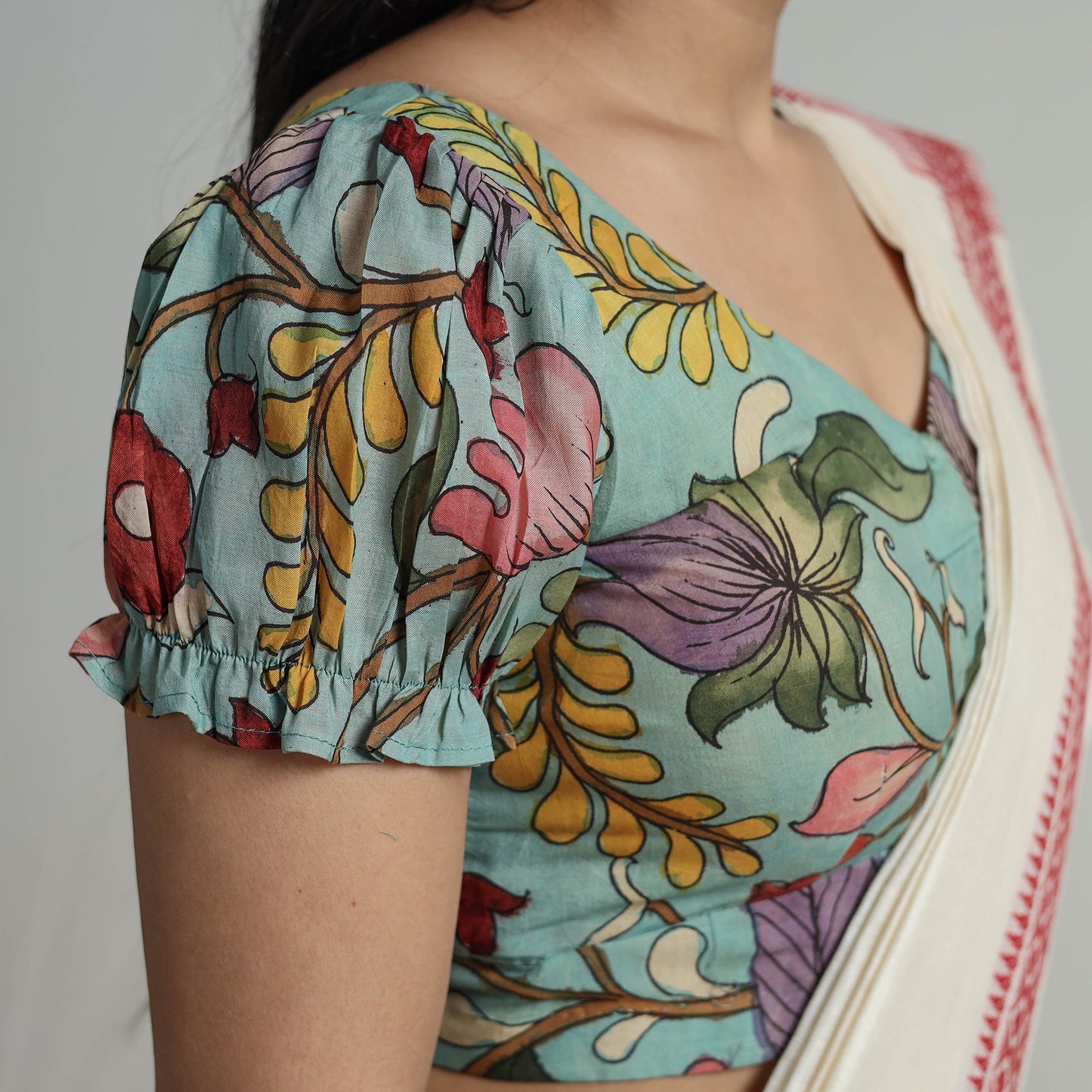 Green - srikalahasti handpainted penwork kalamkari chanderi