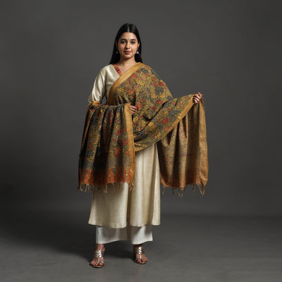 Green - mangalagiri cotton handpainted pen work kalamkari