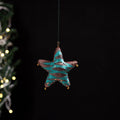 Green - star - hand embroidered felt christmas decor