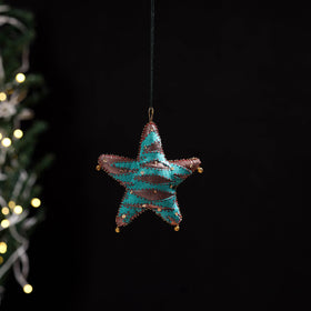 Green - star - hand embroidered felt christmas decor