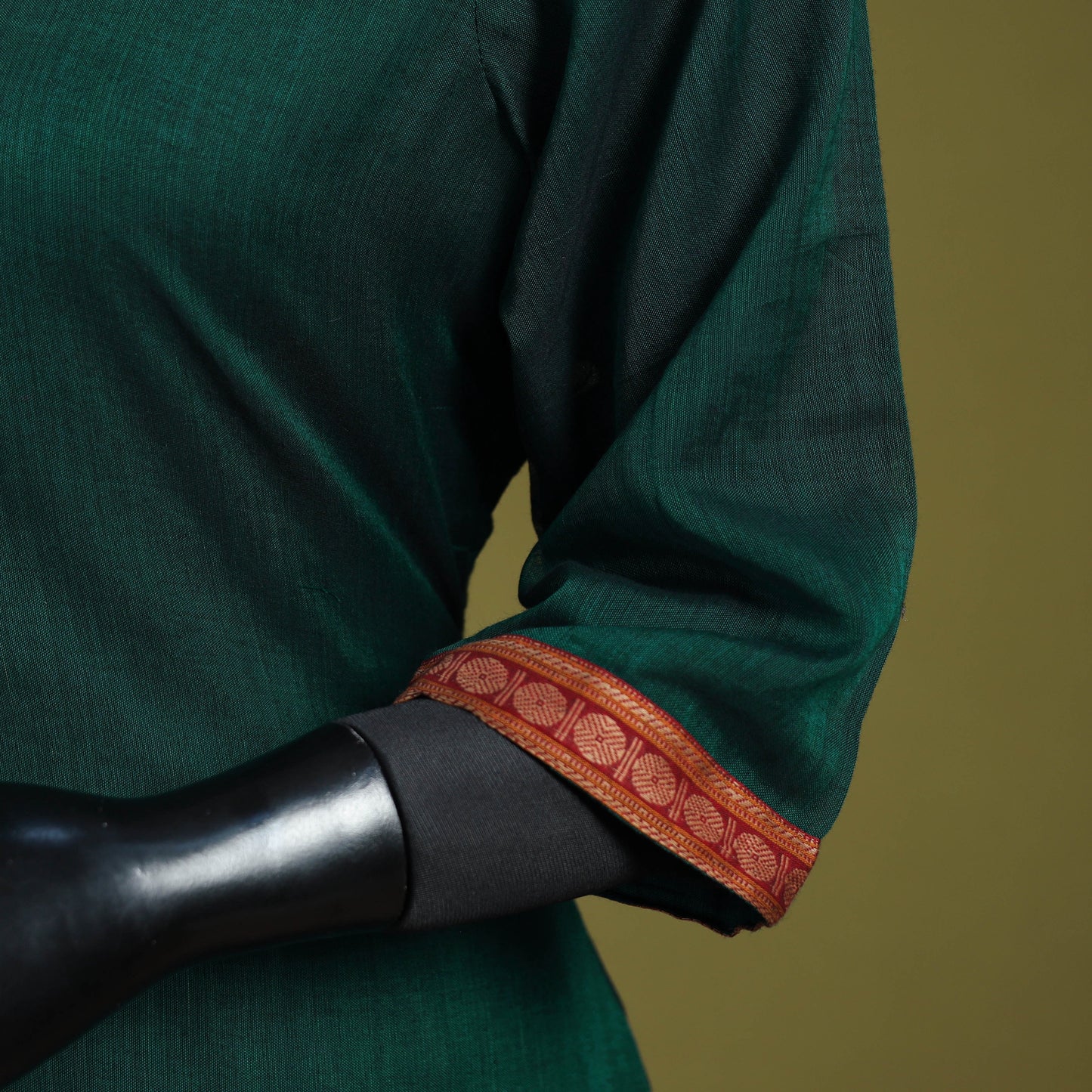 Green - straight cotton dharwad kurta 02 - handcrafted