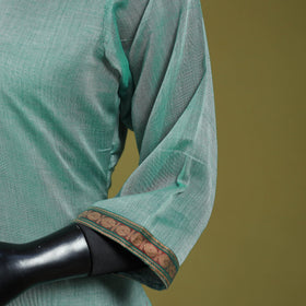 Green - straight cotton dharwad kurta 05 - handcrafted