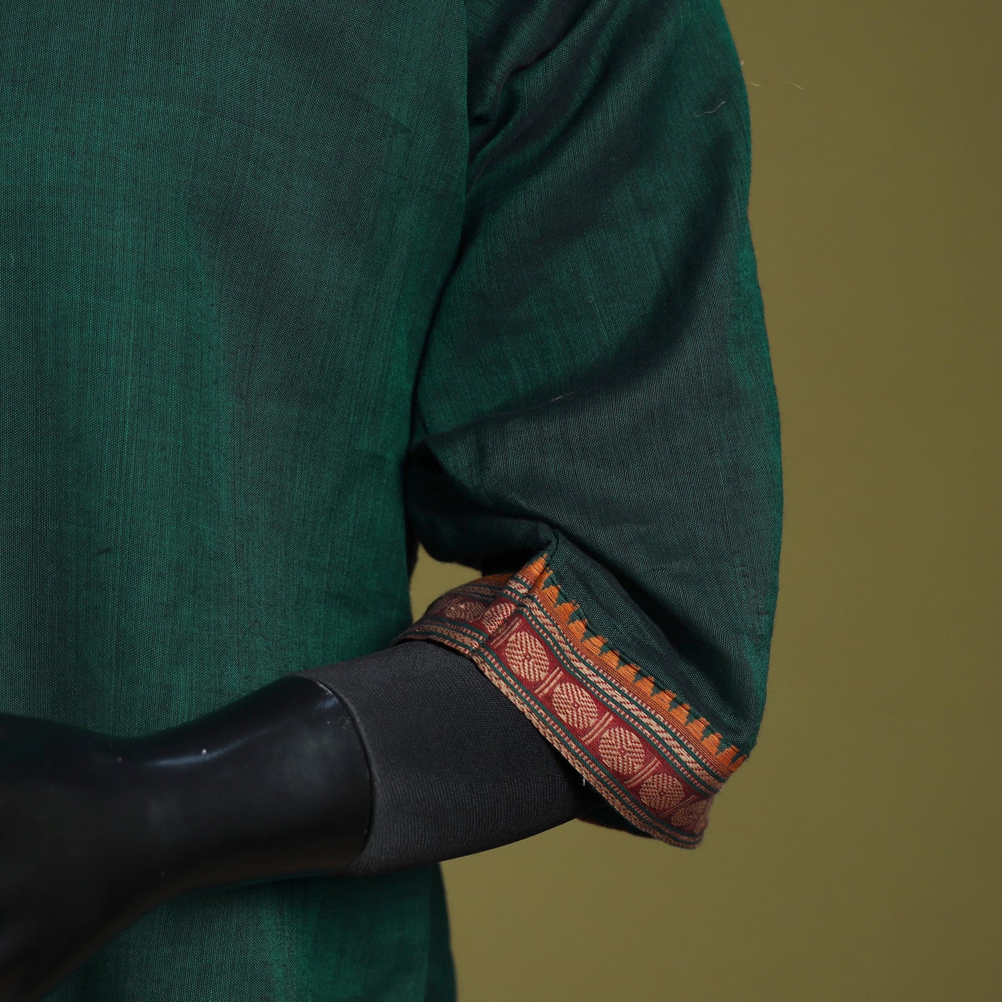 Green - straight cotton dharwad kurta 07 - handcrafted