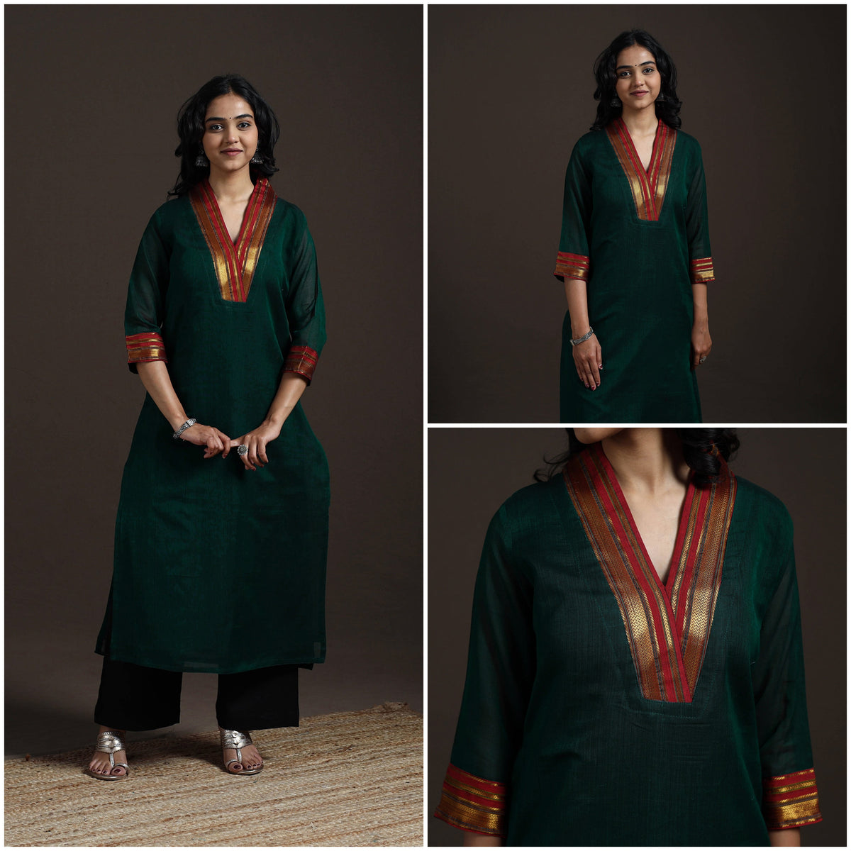Straight cotton dharwad kurta for women 01 - handcrafted