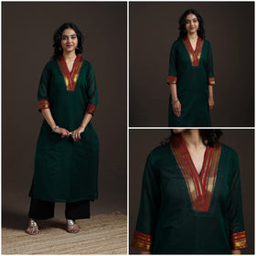 Straight cotton dharwad kurta for women 01 - handcrafted