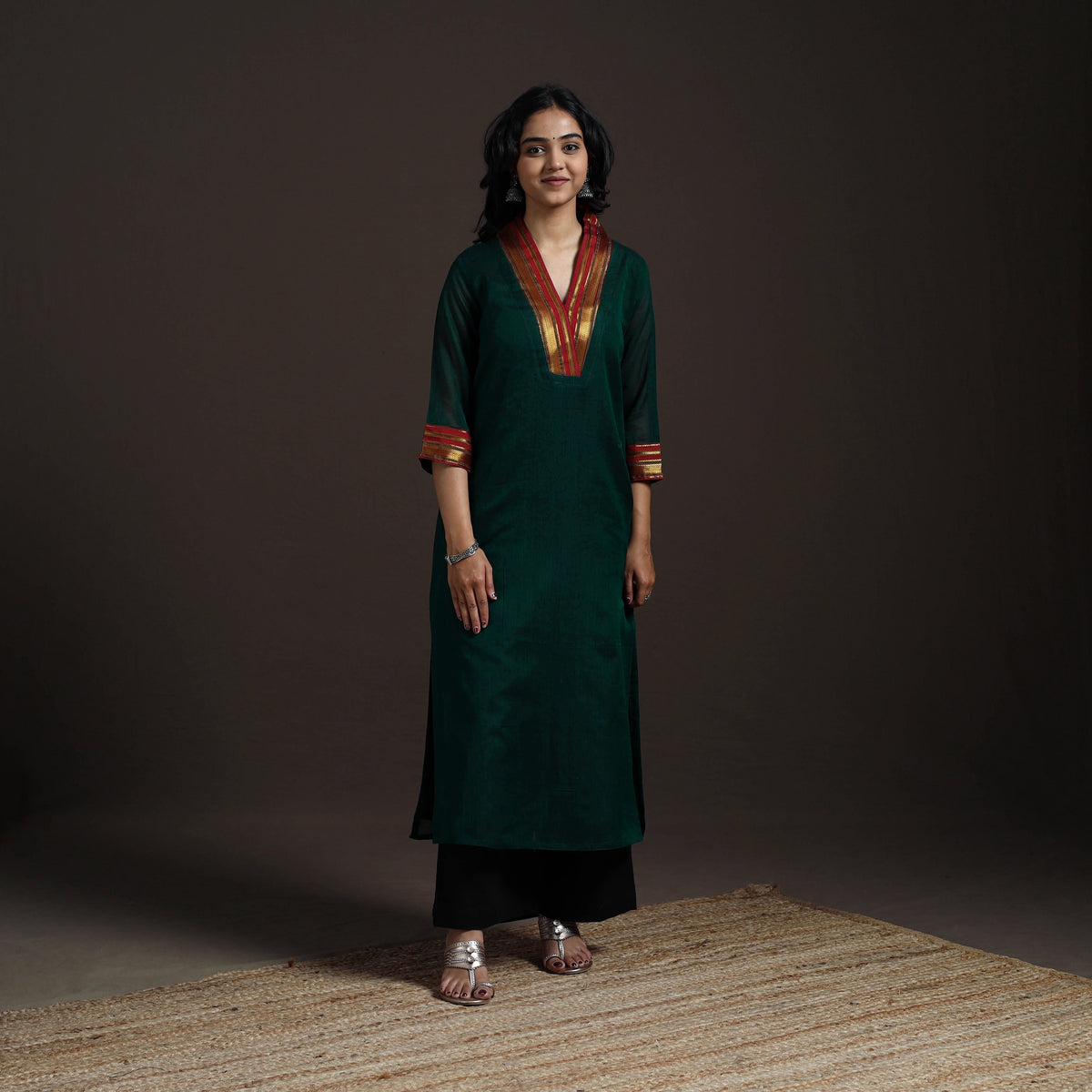 Straight cotton dharwad kurta for women 01 - handcrafted