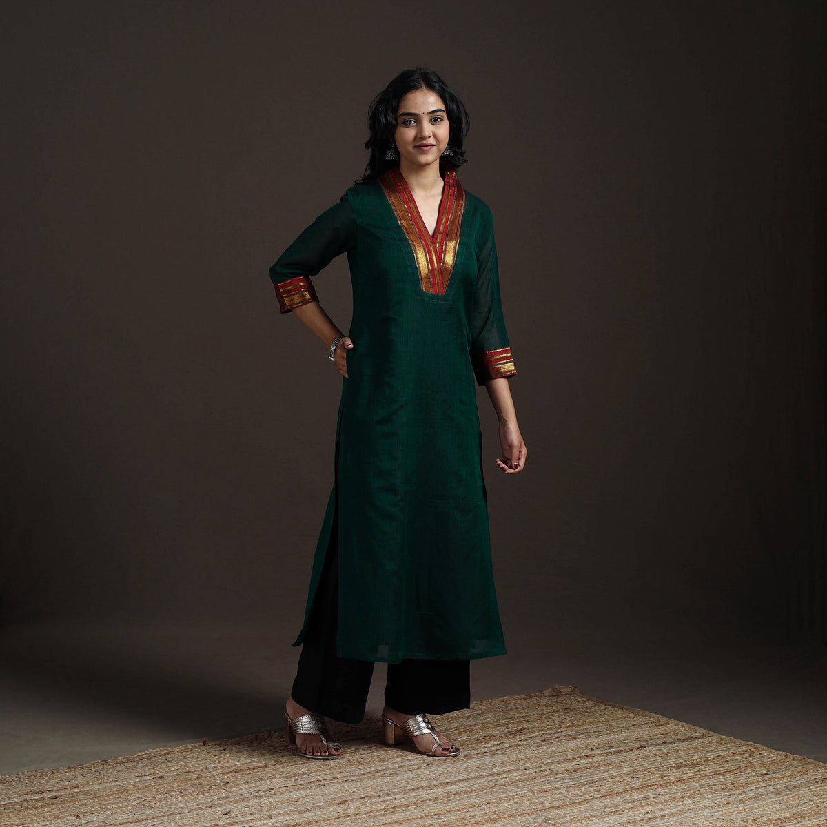 Straight cotton dharwad kurta for women 01 - handcrafted
