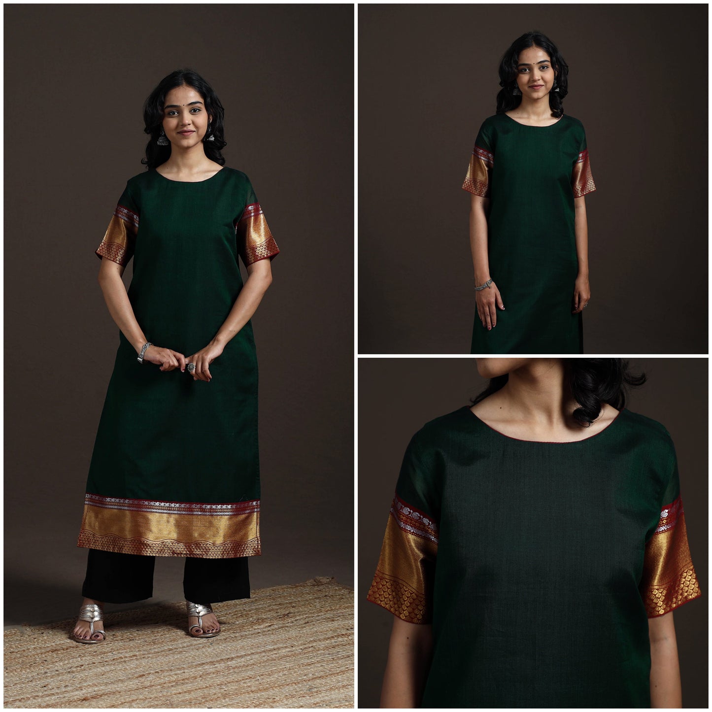 Straight cotton dharwad kurta for women 11 - handcrafted