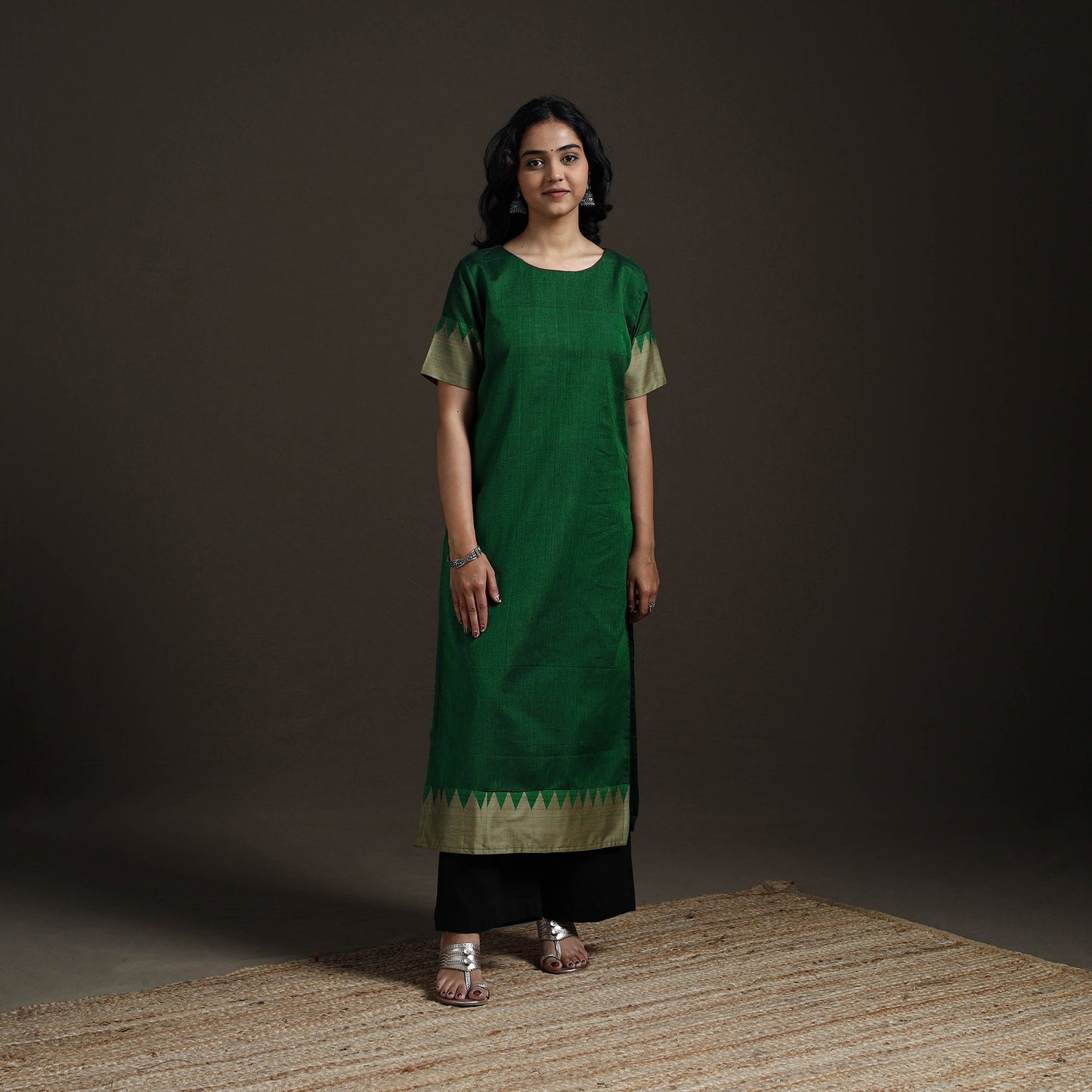 Straight cotton dharwad kurta for women 12 - handcrafted