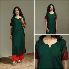 Straight cotton dharwad kurta for women 24 - handcrafted