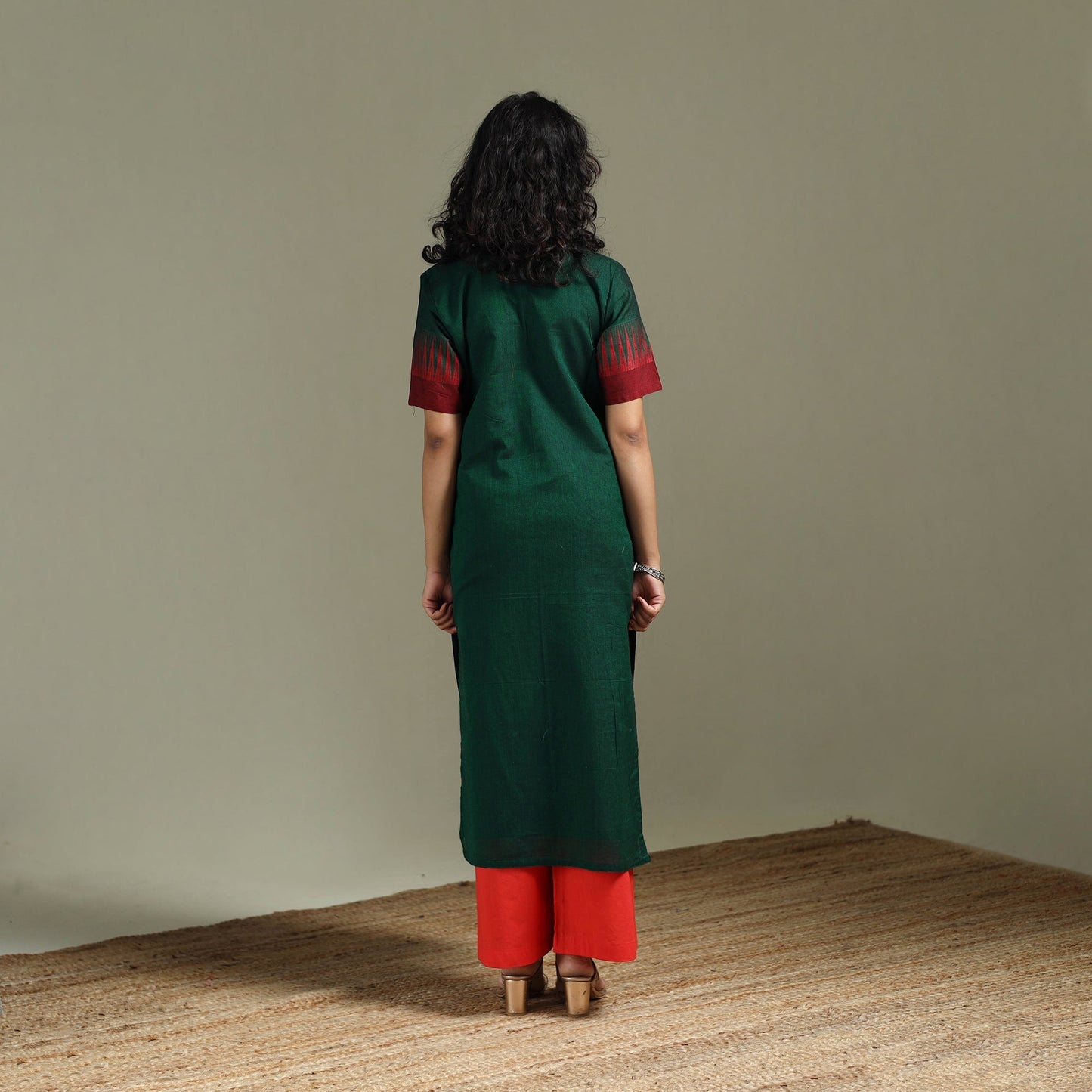Straight cotton dharwad kurta for women 24 - handcrafted