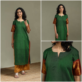 Straight cotton dharwad kurta for women 27 - handcrafted