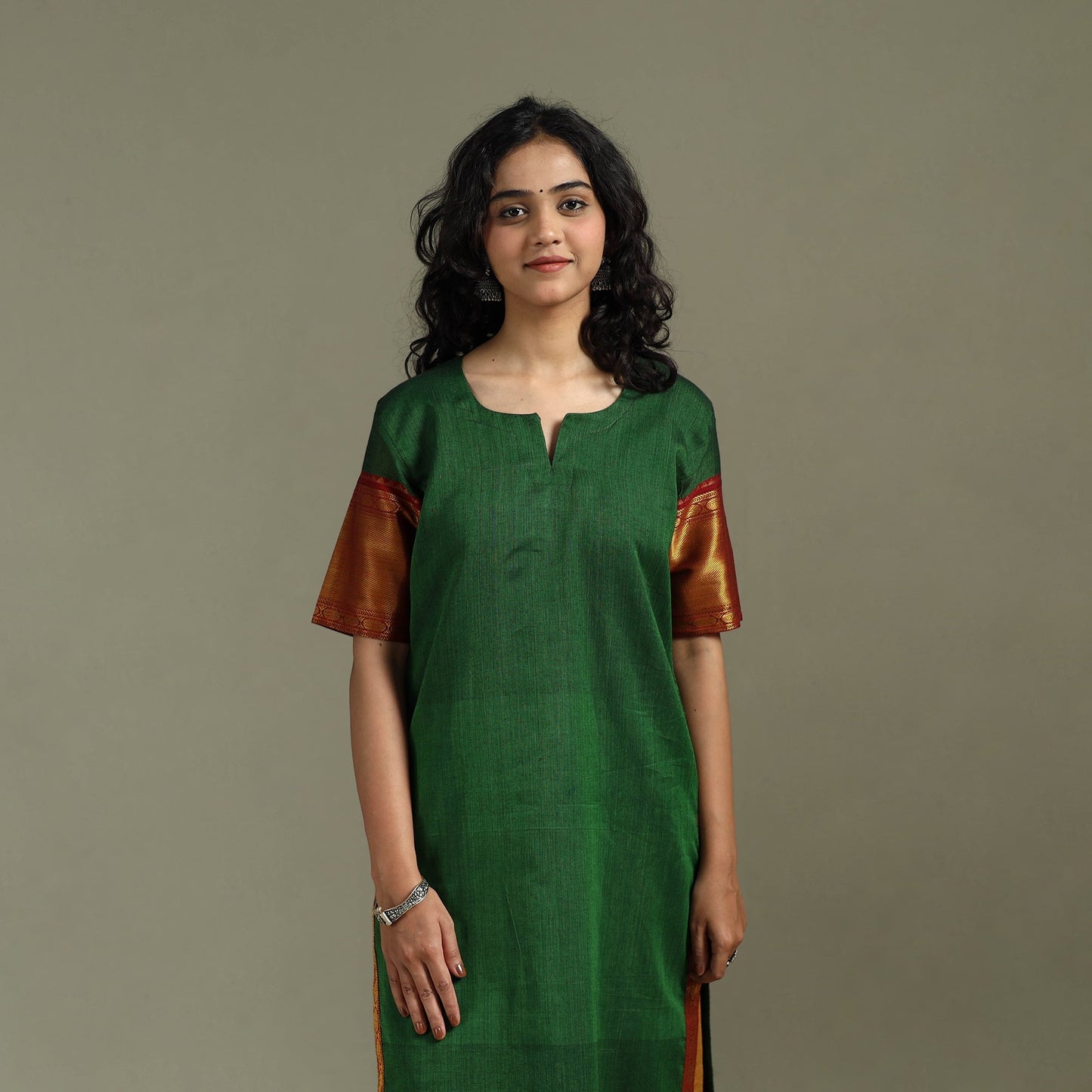 Straight cotton dharwad kurta for women 27 - handcrafted