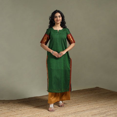 Straight cotton dharwad kurta for women 27 - handcrafted