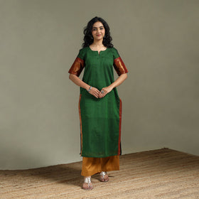 Straight cotton dharwad kurta for women 27 - handcrafted