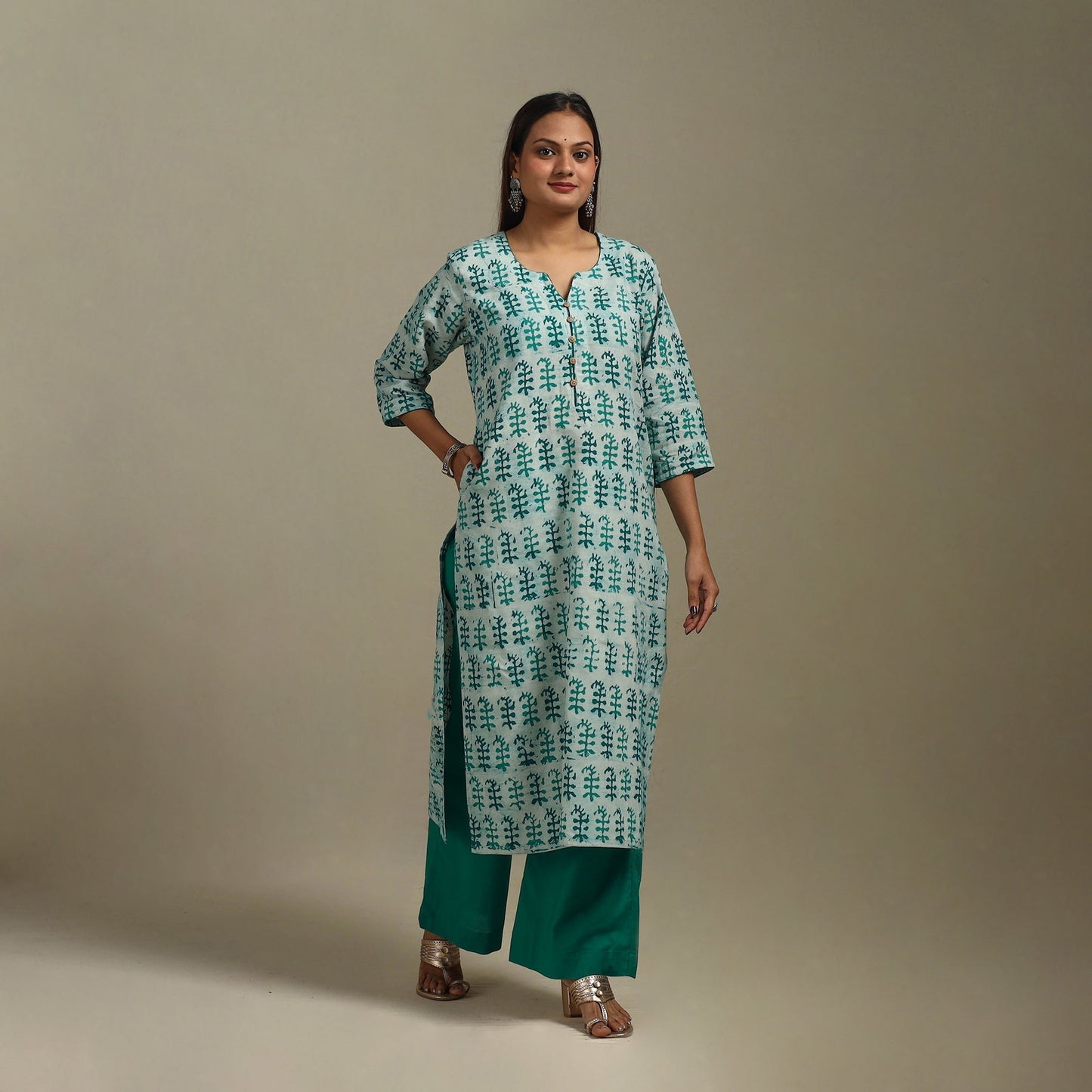 Straight cotton hand batik kurta for women 25 - handcrafted