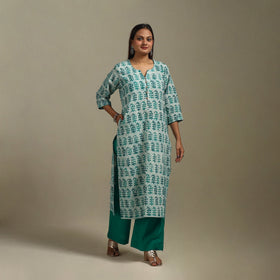 Straight cotton hand batik kurta for women 25 - handcrafted