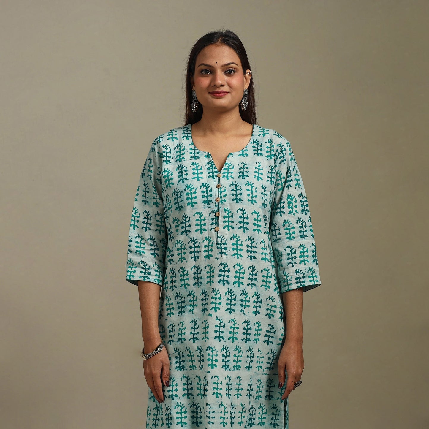 Straight cotton hand batik kurta for women 25 - handcrafted