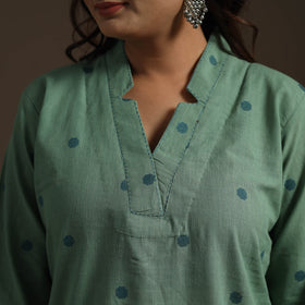 Straight cotton hand embroidered jacquard kurta for women