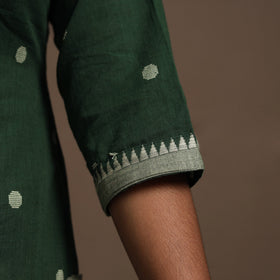 Green Straight Cotton Jacquard Kurta