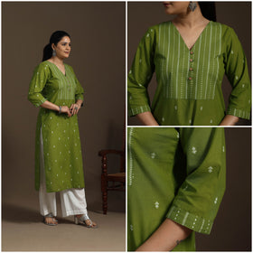 Straight cotton patchwork jacquard kurta for women 11